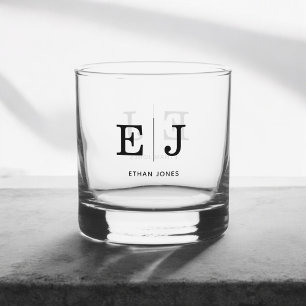 Monogram Elegant Eenvoudig Whiskey Glas