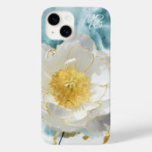 Monogram Elegant Eenvoudige Witte Bloem Waterverf Case-Mate iPhone Case (Achterkant)