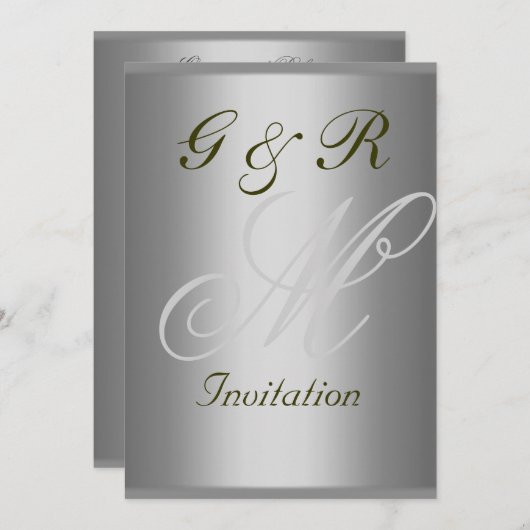 Monogram Elegant en Eenvoudige huwelijksuitnodigin Kaart (Voorkant / Achterkant)