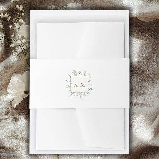 Monogram Elegant Eucalyptus Uitnodigingen Wikkel