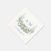 Monogram Elegant Eucalyptus Waterverf Wedding Servet (Hoek)