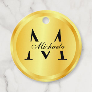 Monogram Elegant Faux Gold Glamor Sjabloon Bedankjes Labels