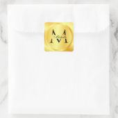 Monogram Elegant Faux Gold Glamoureuze Sjabloon Vierkante Sticker (Tas)