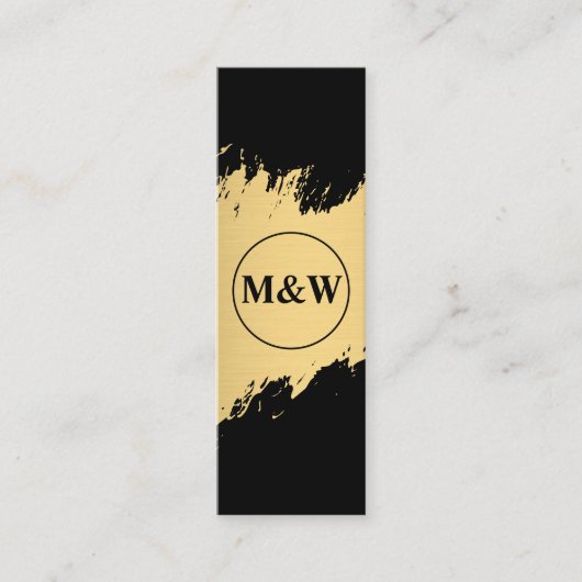 Monogram Elegant Faux Gold Grunge Mini Visitekaartje (Voorkant)