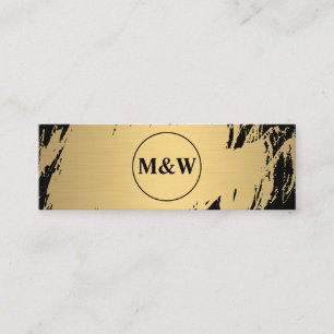 Monogram Elegant Faux Gold Grunge Mini Visitekaartje