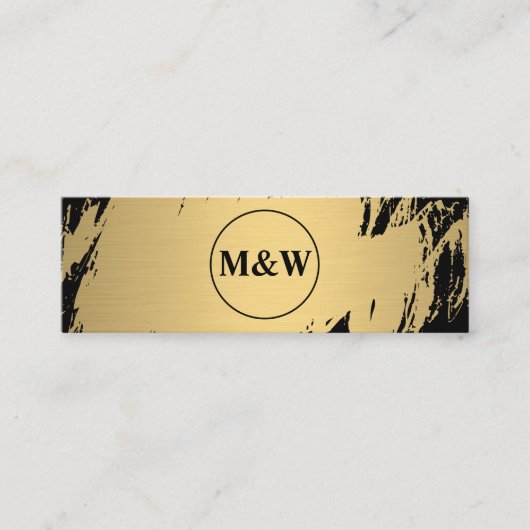 Monogram Elegant Faux Gold Grunge Mini Visitekaartje (Voorkant)