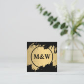 Monogram Elegant Faux Gold Grunge Vierkante Visitekaartje (Staand voorkant)