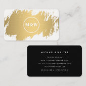 Monogram Elegant Faux Gold Grunge Visitekaartje (Voorkant / Achterkant)