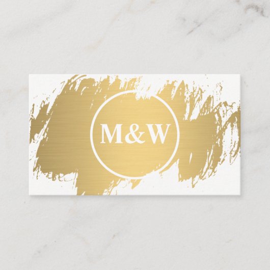 Monogram Elegant Faux Gold Grunge Visitekaartje (Voorkant)