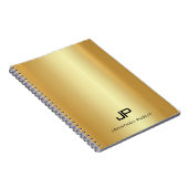 Monogram Elegant Faux Gold Sjabloon Modern Trendy Notitieboek (Rechterzijde)