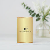 Monogram elegant Faux Gold-verticaal aanpassen Visitekaartje (Staand voorkant)