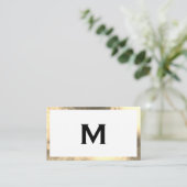 Monogram Elegant Faux Golden Border Visitekaartje (Staand voorkant)