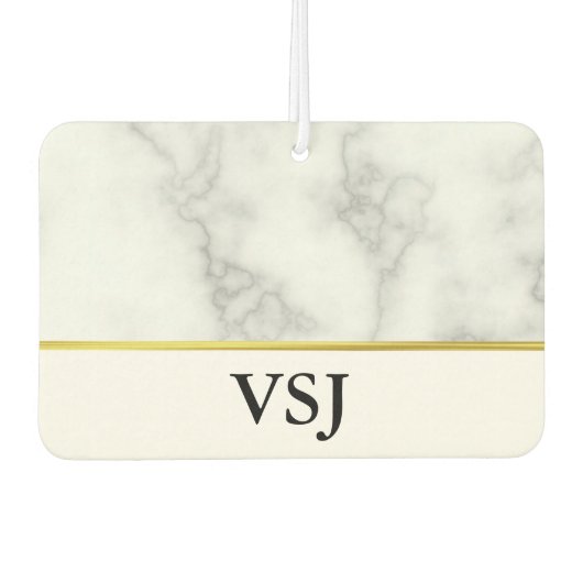 Monogram Elegant Faux Wit Marmer Luchtverfrisser (Voorkant)