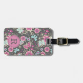 Monogram Elegant Floral Bagagelabel (Voorkant horizontaal)