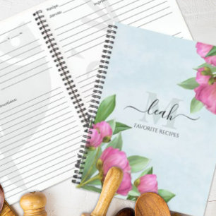 Monogram Elegant Floral  Floral Recipe Notitieboek