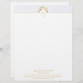 Monogram Elegant Floral Marble Chic Letterhead Briefhoofd (Voorkant / Achterkant)