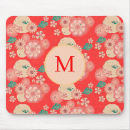 Monogram Elegant Floral Ornament Peach Garden Muismat