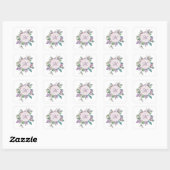 Monogram Elegant Floral Pastel Waterverf Vierkante Sticker (Vel)