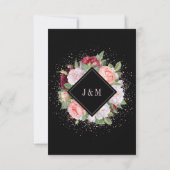 Monogram Elegant Floral Pink Black Meal Choice RSVP Kaartje (Achterkant)