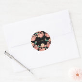 Monogram Elegant Floral Spring Peach Tuin flower Ronde Sticker (Envelop)