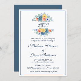 Monogram Elegant  Floral Succulent Macaron Kaart