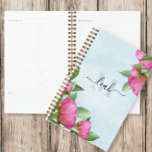 Monogram Elegant Floral Vintage Pretty Pink Peony Planner<br><div class="desc">This design features a modern girly elegant trendy,  stylish vintage floral rose peony,  chic monogrammed mongram peonies,  watercolor flowers pink colorful cute,  classiy simpal minimalist garden,  elegant script calligraphy typography,  pretty beautiful feminic romantic,  a spring summer flower bouquet boulquet; aura Lacina,  a kalenderar organization home Office school</div>