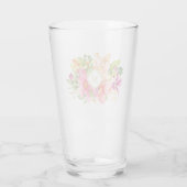 Monogram Elegant  Flowers Pink Pastel Glas (Achterkant)