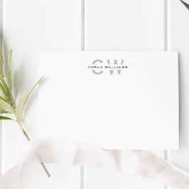 Monogram elegant formele notitie splitsen uit grij notitiekaartje