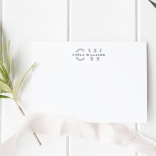 Monogram elegant formele notitie splitsen uit grij notitiekaartje