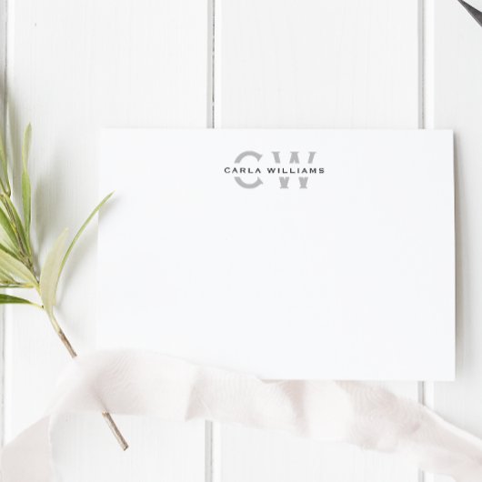 Monogram elegant formele notitie splitsen uit grij notitiekaartje