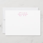 Monogram elegant formele notitie splitsen uit roze notitiekaartje (Voorkant)