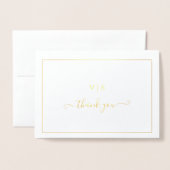 Monogram Elegant Foto Weddenschap Bedankt Gold Folie Kaarten (Voorkant met envelop)