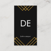 Monogram Elegant Geometric Gold Lines Simple Black Visitekaartje (Voorkant)