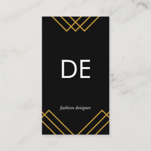 Monogram Elegant Geometric Gold Lines Simple Black Visitekaartje