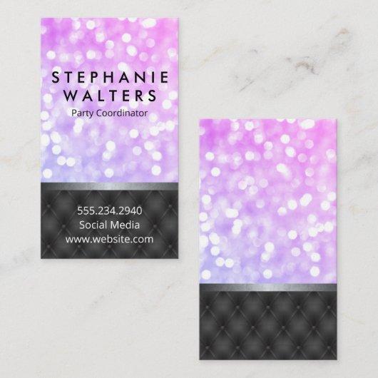 Monogram Elegant Glamor Glitter | Opgeslagen adver Visitekaartje (Voorkant / Achterkant)