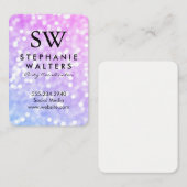 Monogram Elegant Glamor Glitter Visitekaartje (Voorkant / Achterkant)