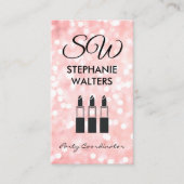 Monogram Elegant Glitter (roze) Glamour Lipstick Visitekaartje (Voorkant)