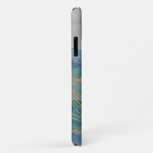 Monogram Elegant Gold Blue Landscape Art Case-Mate iPhone Case (Achterkant/rechts)