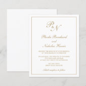 Monogram Elegant Gold Budget Weduwen Uitnodiging (Voorkant / Achterkant)