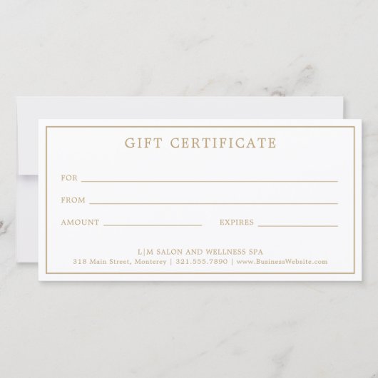 Monogram Elegant Gold Business Cadeaubon (Voorkant)