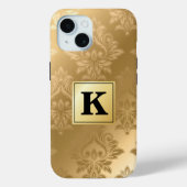Monogram Elegant Gold Damask Pattern Case-Mate iPhone Case (Achterkant)