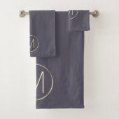 Monogram Elegant Gold Grey Bad Handdoek (Insitu)