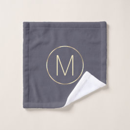 Monogram Elegant Gold Grey Bad Handdoek