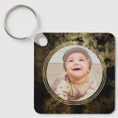 Monogram Elegant Gold Grunge Photo Template Sleutelhanger (Voorkant)