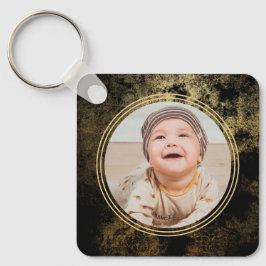 Monogram Elegant Gold Grunge Photo Template Sleutelhanger