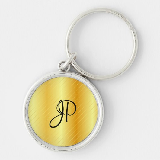 Monogram Elegant Gold Kijk Moderne Sjabloon Sleutelhanger (Voorkant)