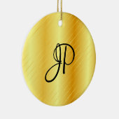 Monogram Elegant Gold Kijk Sjabloon Moderne Keramisch Ornament (Rechts)