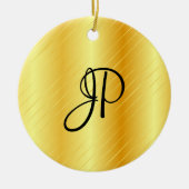 Monogram Elegant Gold Kijk Sjabloon Moderne Keramisch Ornament (Voorkant)
