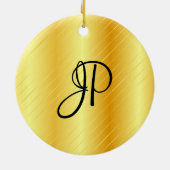 Monogram Elegant Gold Kijk Sjabloon Moderne Keramisch Ornament (Achterkant)
