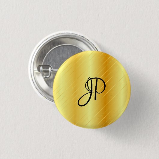 Monogram Elegant Gold Kijk Sjabloon Moderne Ronde Button 3,2 Cm (Voorkant /achterkant)